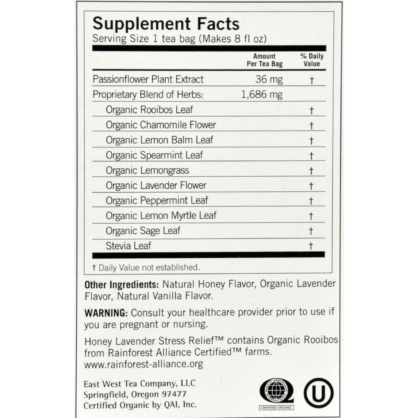 Yogi Stress ReliefHerbal Tea Caffeine Free Honey Lavender - 16 Tea Bags - Case of 6