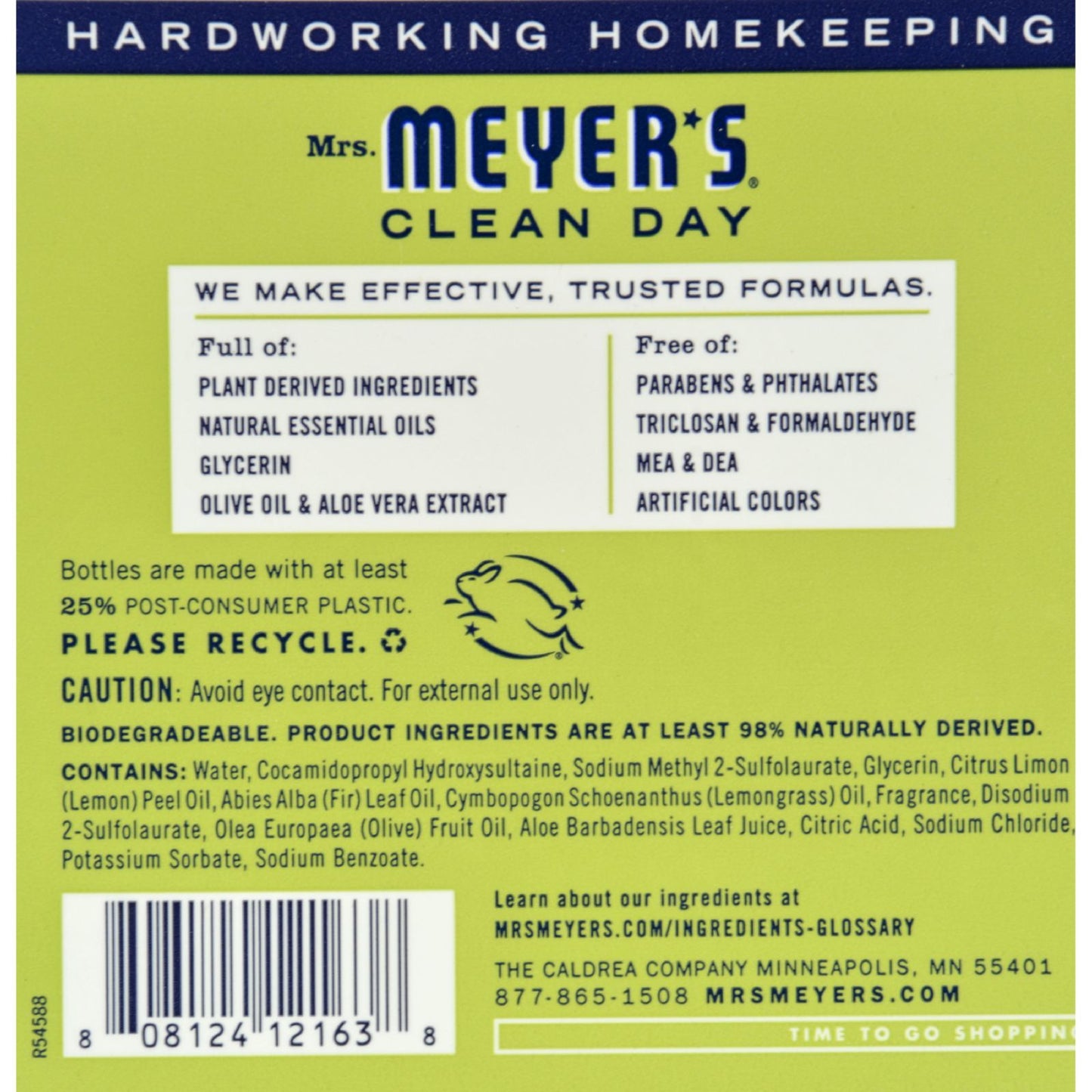 Mrs. Meyer's Clean Day - Liquid Hand Soap Refill - Lemon Verbena - Case of 6 - 33 fl oz.