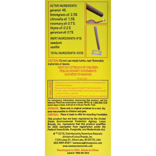 Neem Aura Naturals Outdoor Citronella Sticks - 10 count