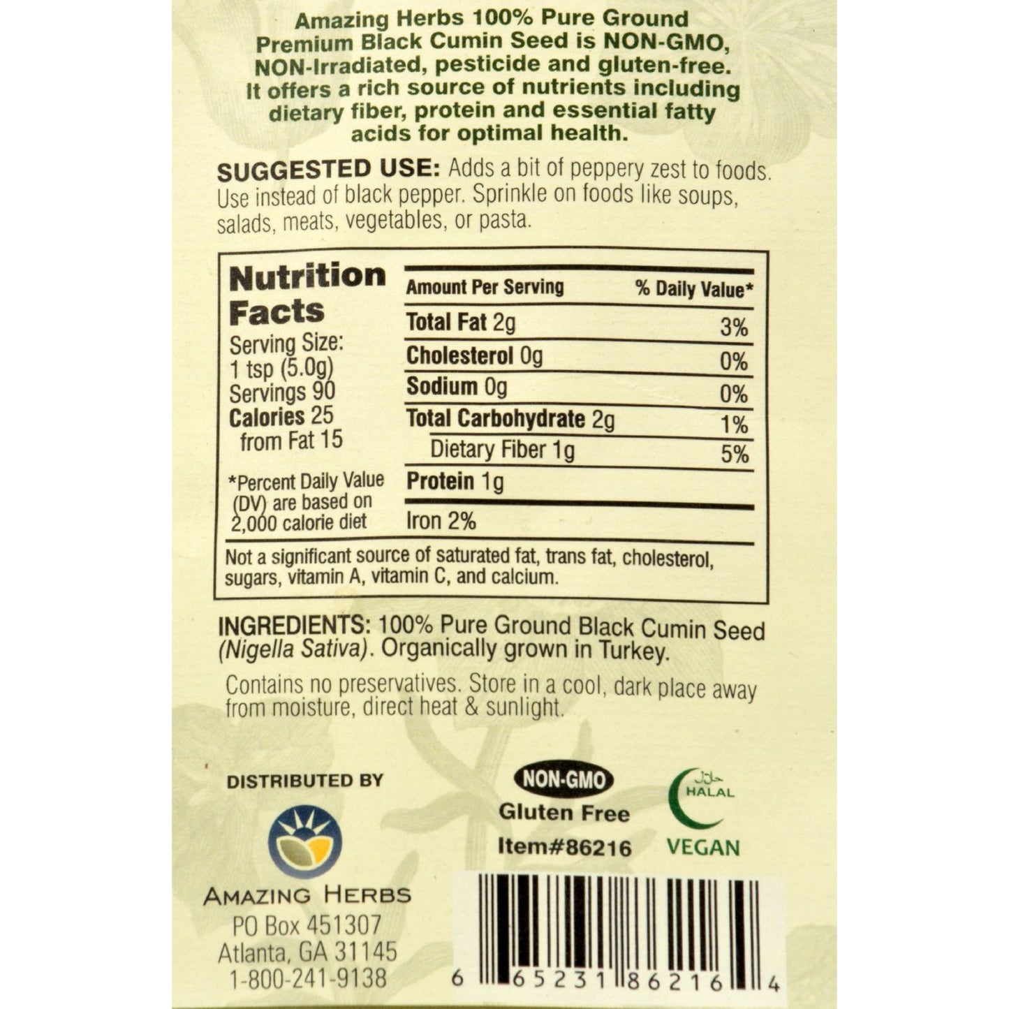 Amazing Herbs - Black Seed Ground Seed - 16 oz