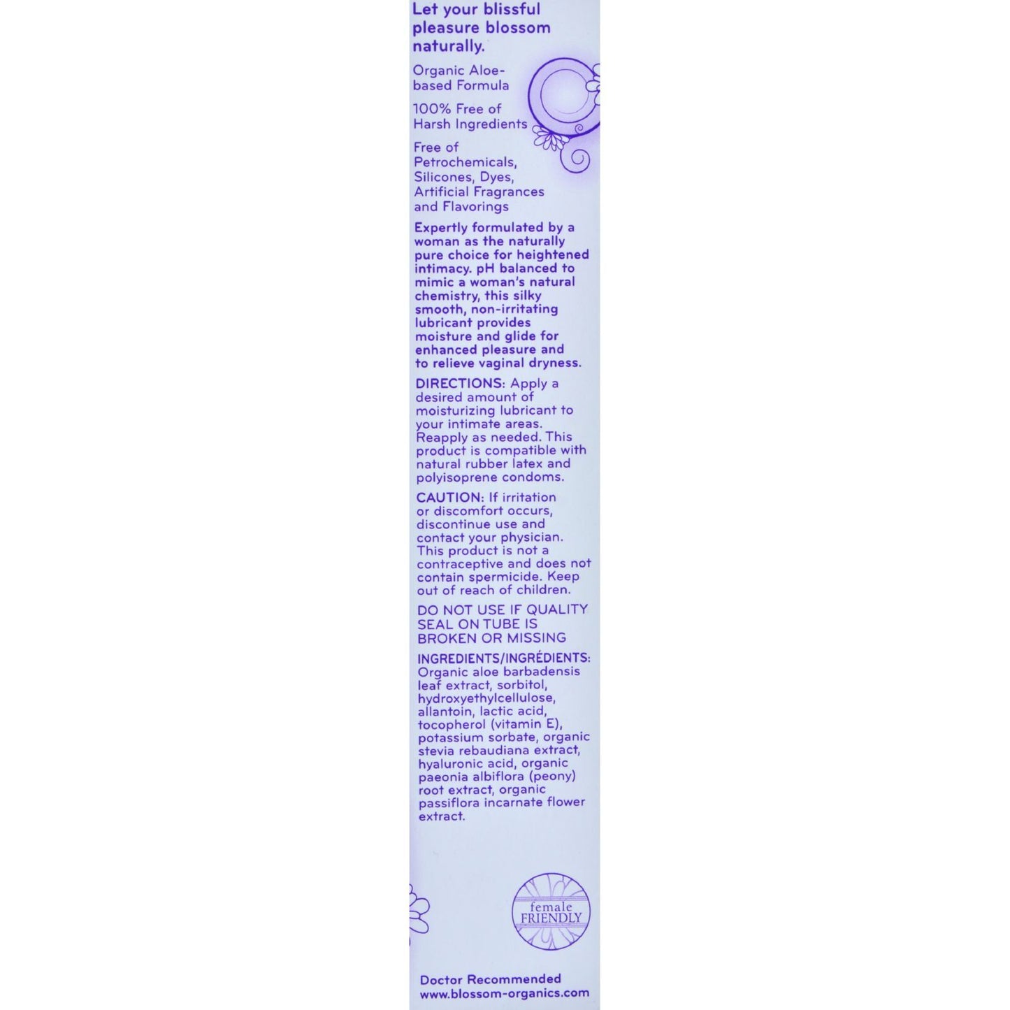 Blossom Organics - Lubricant - Natural Moisturizing - 4 fl oz