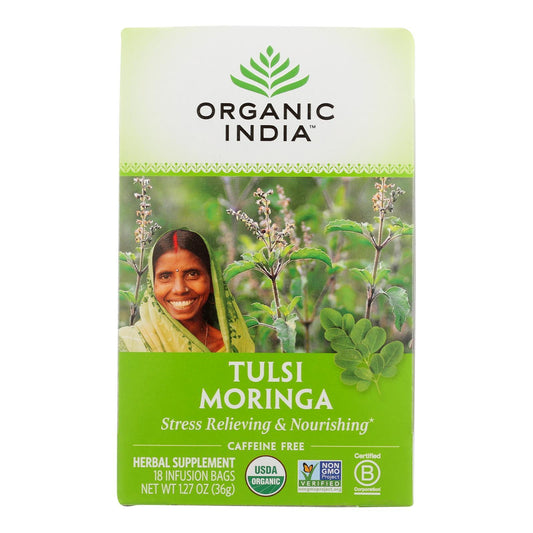Organic India Tulsi Tea - Organic - Moringa - 18 Tea Bags - 1 Case