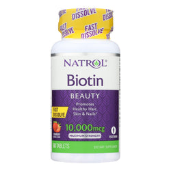 Natrol Biotin - Fast Dissolve - Strawberry - 10000 mcg - 60 Tablets