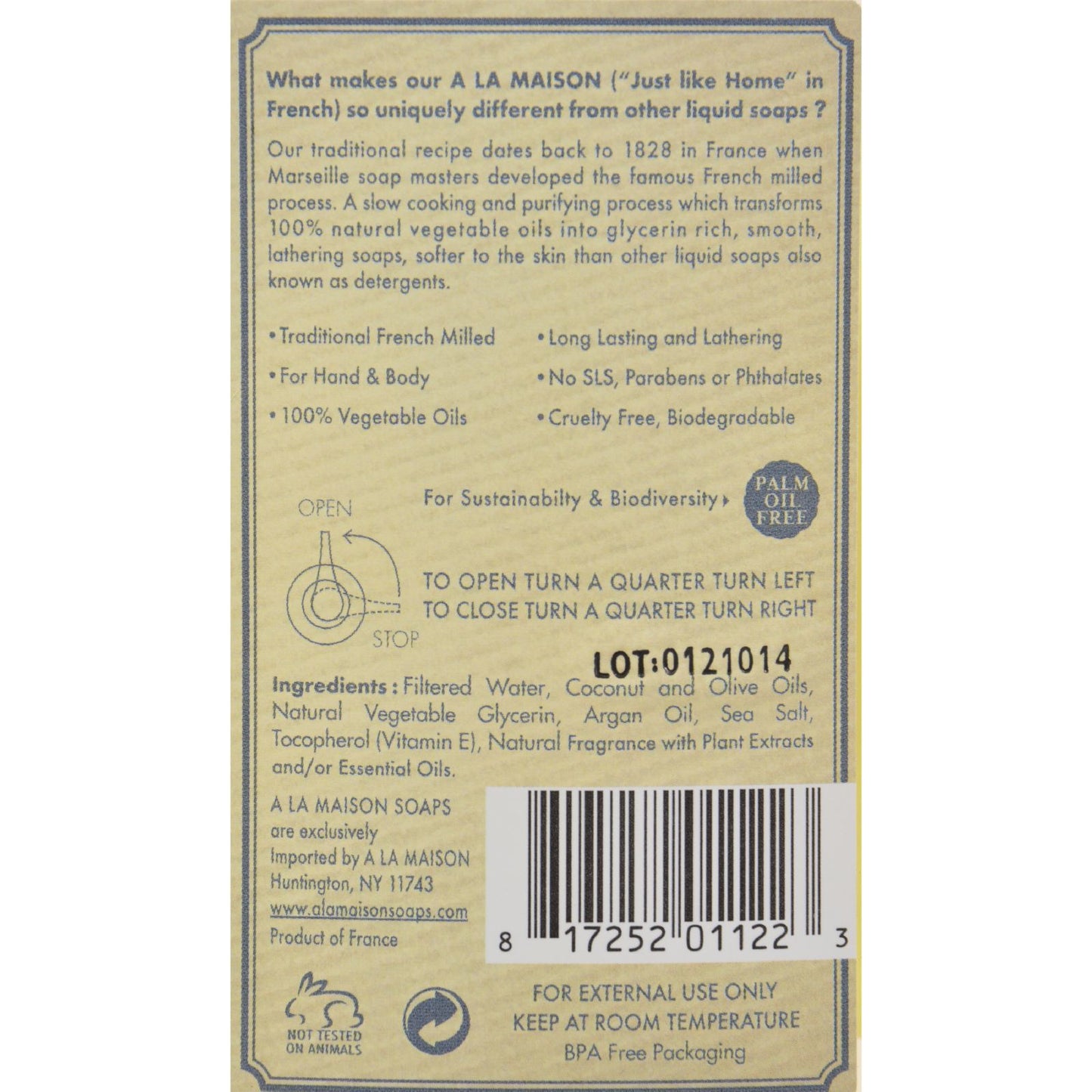 A La Maison - French Liquid Soap - Fresh Sea Salt - 16.9 oz