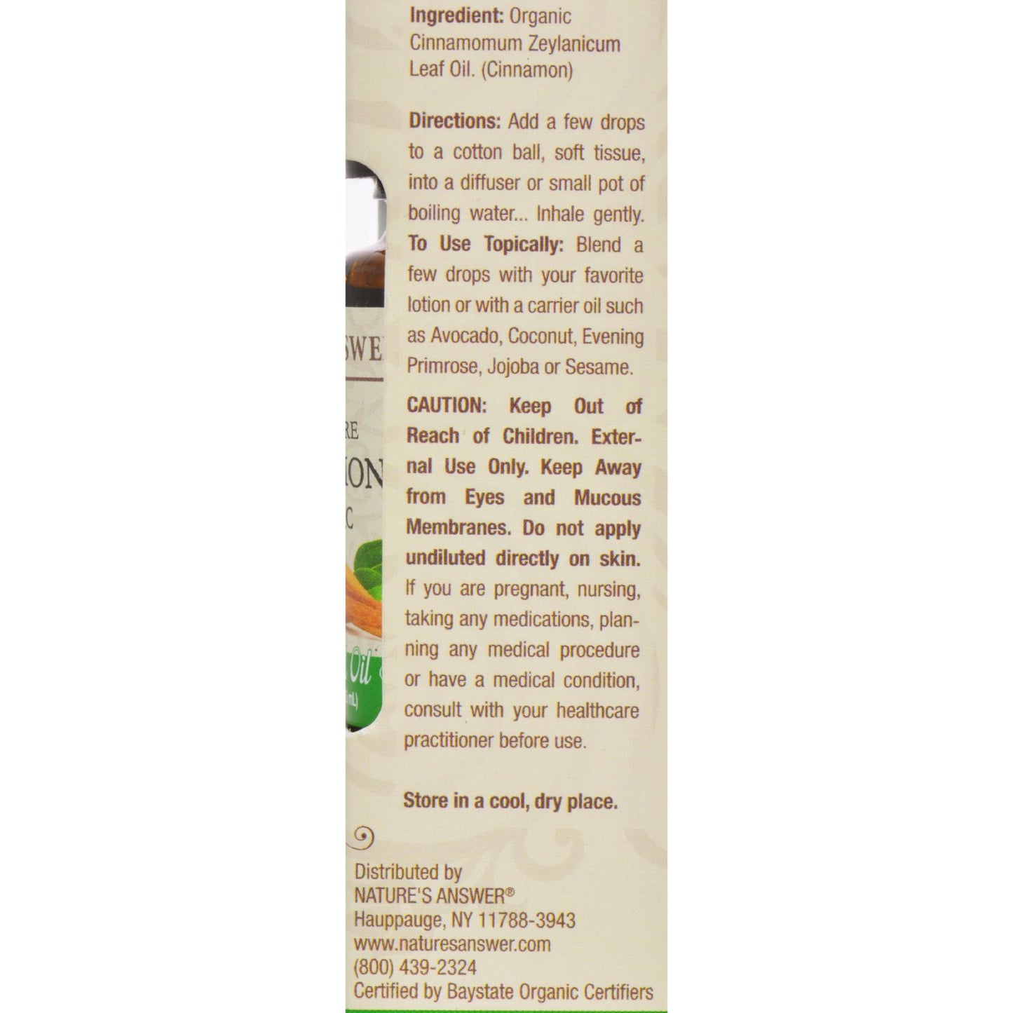 Nature's Answer - Organic Essential Oil - Cinnamon - 0.5 oz.