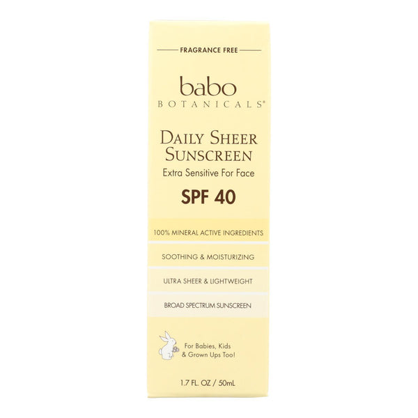 Babo Botanicals - Sunscreen - Daily Sheer - SPF 40 - 1.7 oz