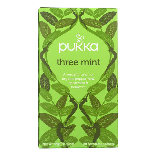 Pukka Herbal Teas Tea - Organic - Three Mint - 20 Bags - Case of 6