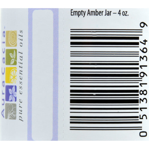 Aura Cacia - Bottle - Glass - Amber - Wide Mouth with Writable Label - 4 oz