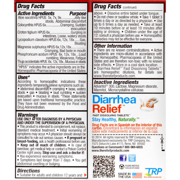 TRP Diarrhea Relief - 50 Tablets