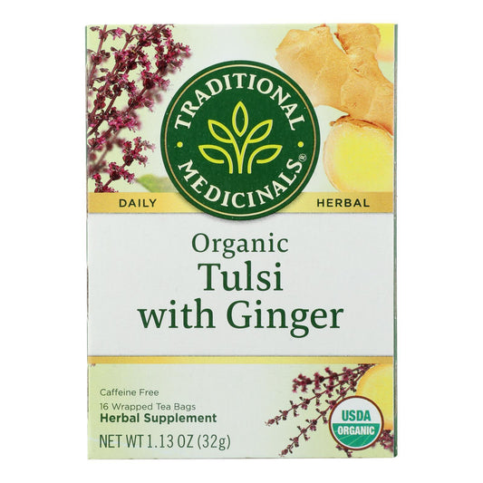 Traditional Medicinals Organic Herbal Tea - Tulsi with Ginger - Case of 6 - 16 Count