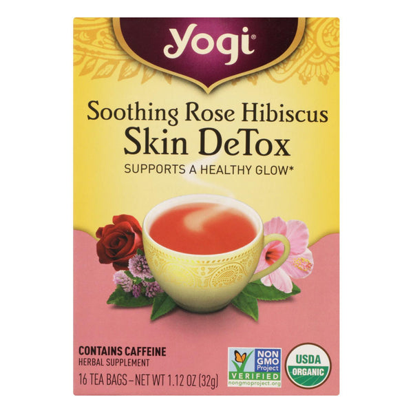 Yogi Tea - Organic - Soothing Rose Hibiscus Skin Detox - Case of 6 - 16 BAG