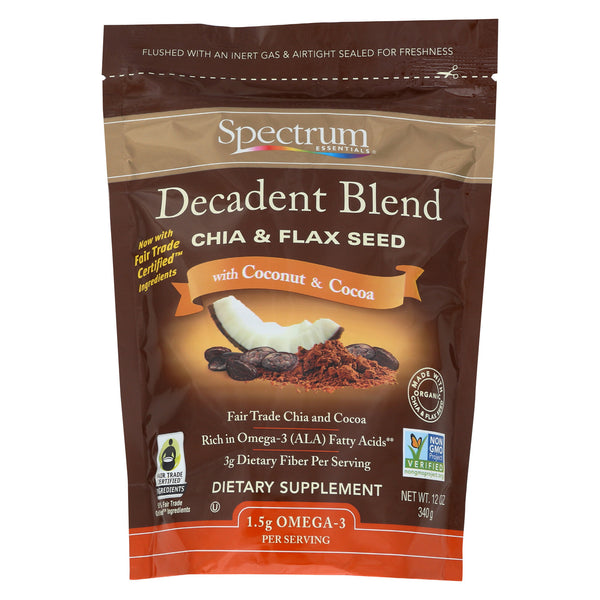 Spectrum Essentials Organic Decadent Blend - Chia and Flax Seed with Coconut and Cocoa - 12 oz