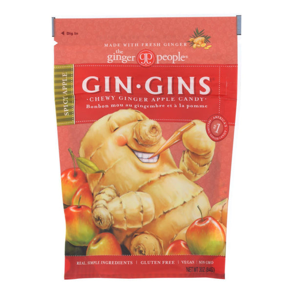 Ginger People Chewy Ginger Candy - Spicy Apple - Case of 12 - 3 oz.